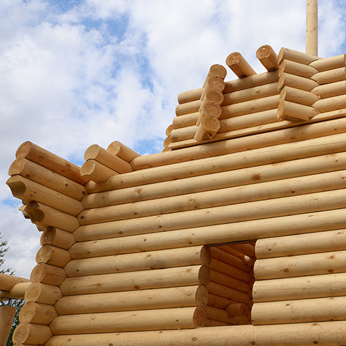 Construction of a wooden house made of logs